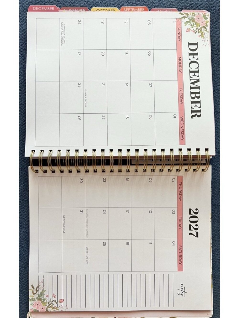 Planner 17 Month 2026-27 DAISY FLORAL Month Day Week Organizer Calendar 9"Wx11"H - Picture 14 of 16